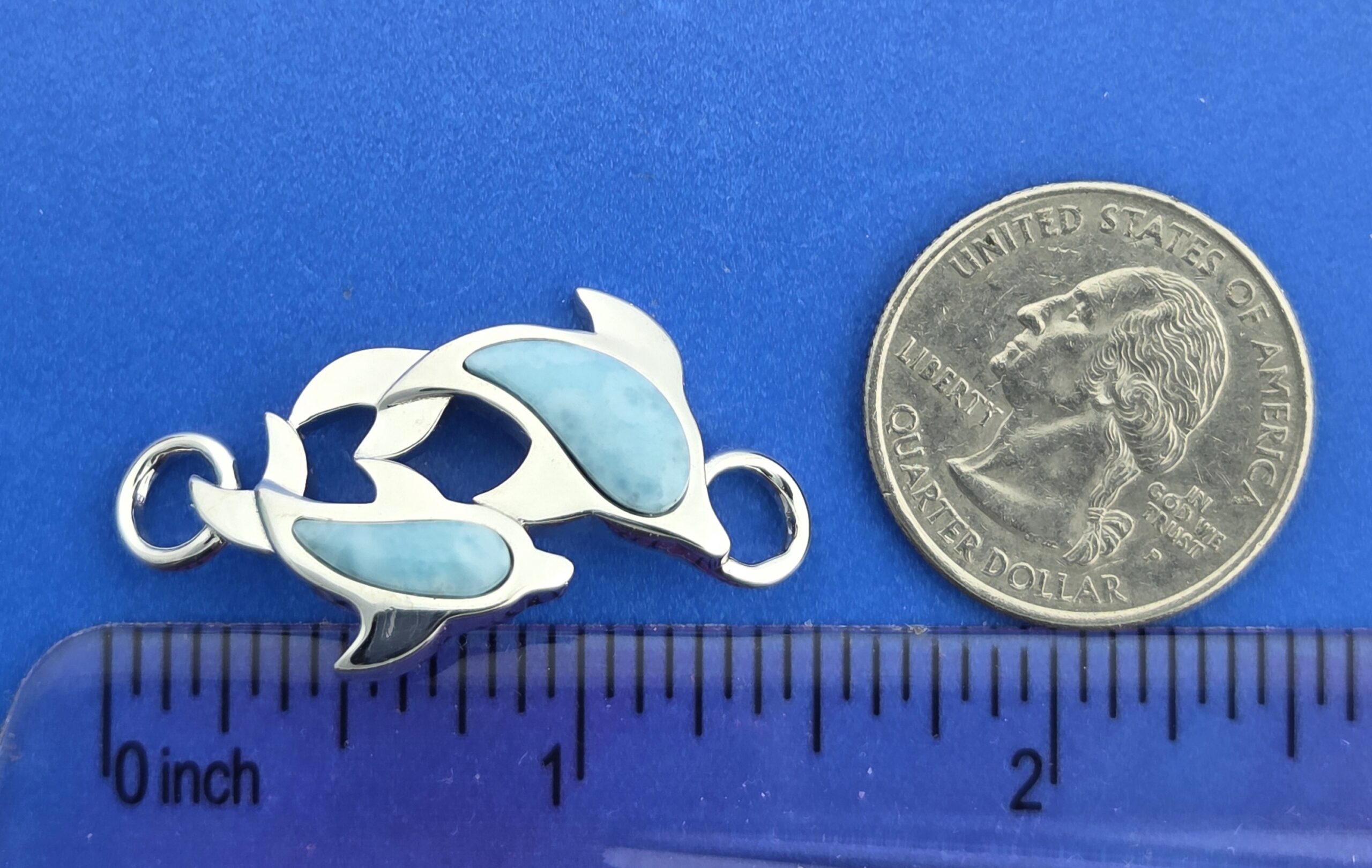 Alamea Dolphin Bracelet Topper, Sterling Silver & Larimar 5 Alamea Dolphin Bracelet Topper, Sterling Silver & Larimar - Image 5