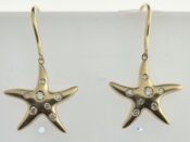 Starfish Dangle Earrings, 14K & Diamonds