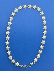 Alamea Plumeria Anklet, Sterling Silver & Pink Cz