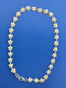 Alamea Plumeria Anklet, Sterling Silver