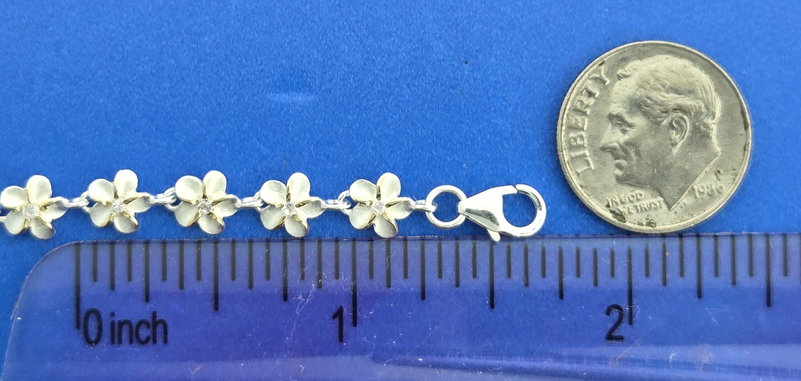 Alamea Plumeria Anklet, Sterling Silver 5 Alamea Plumeria Anklet, Sterling Silver - Image 5