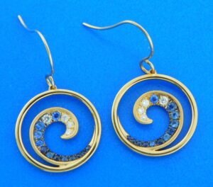 14k diamond & sapphire wave earrings