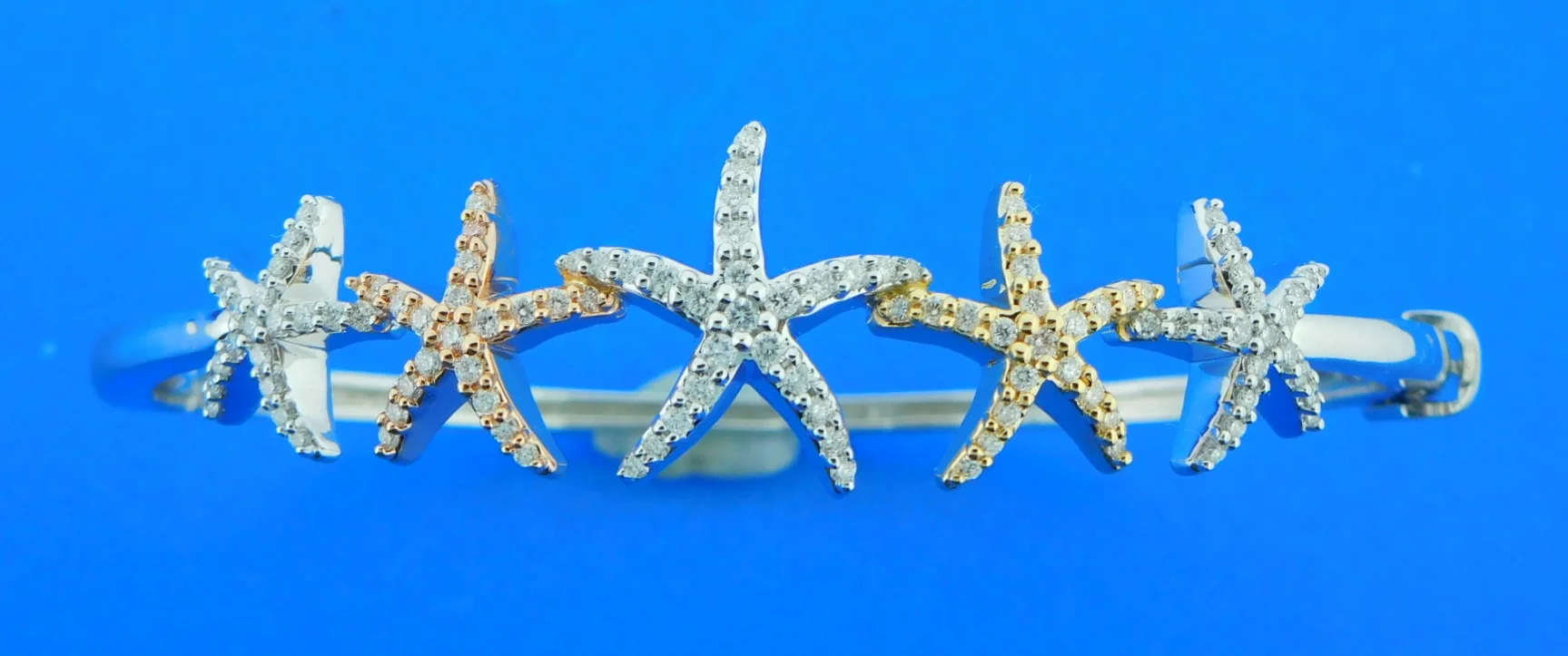 Starfish Bangle Bracelet, 14K 3-Tone