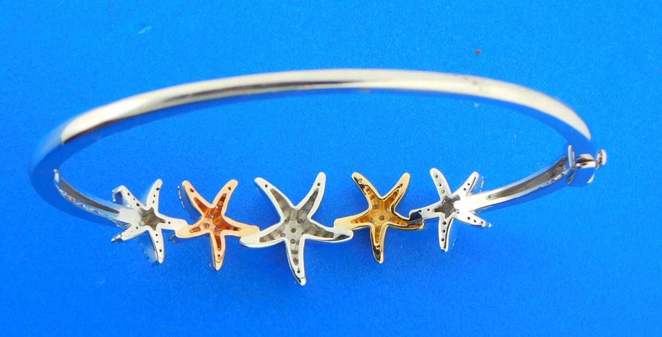 Starfish Bangle Bracelet, 14K 3-Tone 2 Starfish Bangle Bracelet, 14K 3-Tone - Image 2