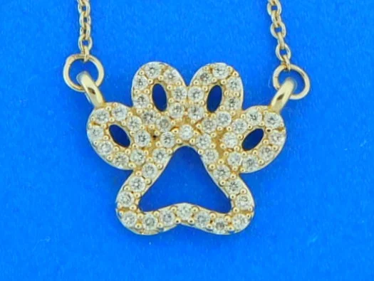 14k diamond dog paw pendant