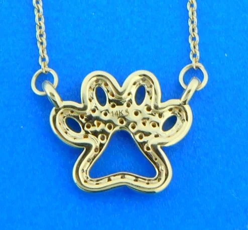 14k diamond dog paw pendant