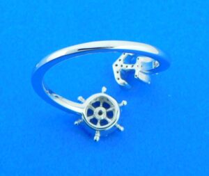 14k anchor ship wheel ring