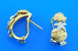 14k sealife diamond earrings