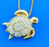 14k diamond sea turtle pendant