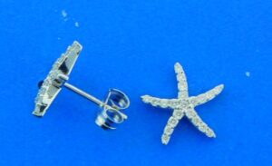 14k white gold starfish earrings