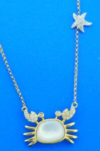 14k crab moonstone necklace