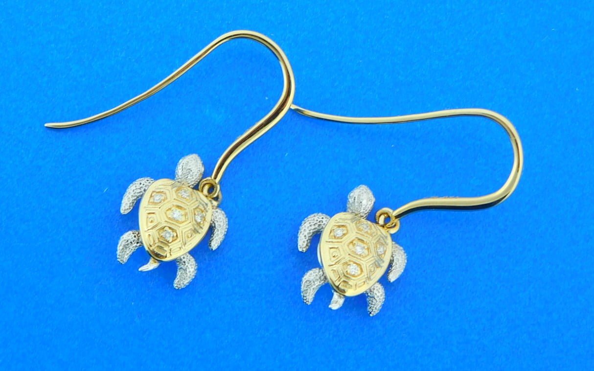 diamond sea turtle earrings