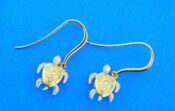 Sea Turtle Earrings, 14k 2-Tone & Diamonds
