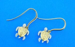 Sea Turtle Earrings, 14k 2-Tone & Diamonds
