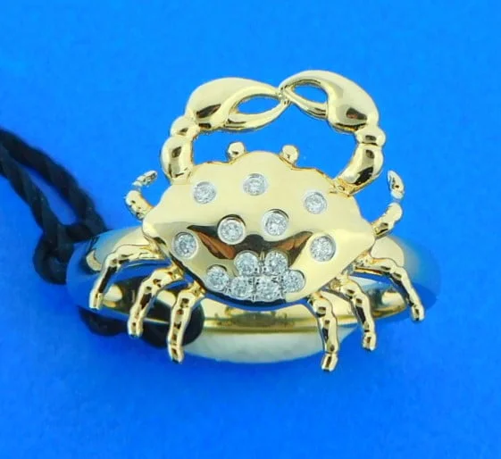 Crab Ring, 14K & Diamonds 4 Crab Ring, 14K & Diamonds - Image 4