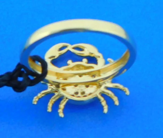 Crab Ring, 14K & Diamonds 2 Crab Ring, 14K & Diamonds - Image 2