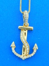 14k diamond anchor pendant
