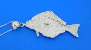 sterling silver fluke flounder pendant