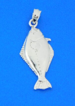 sterling silver flounder/fluke pendant/charm