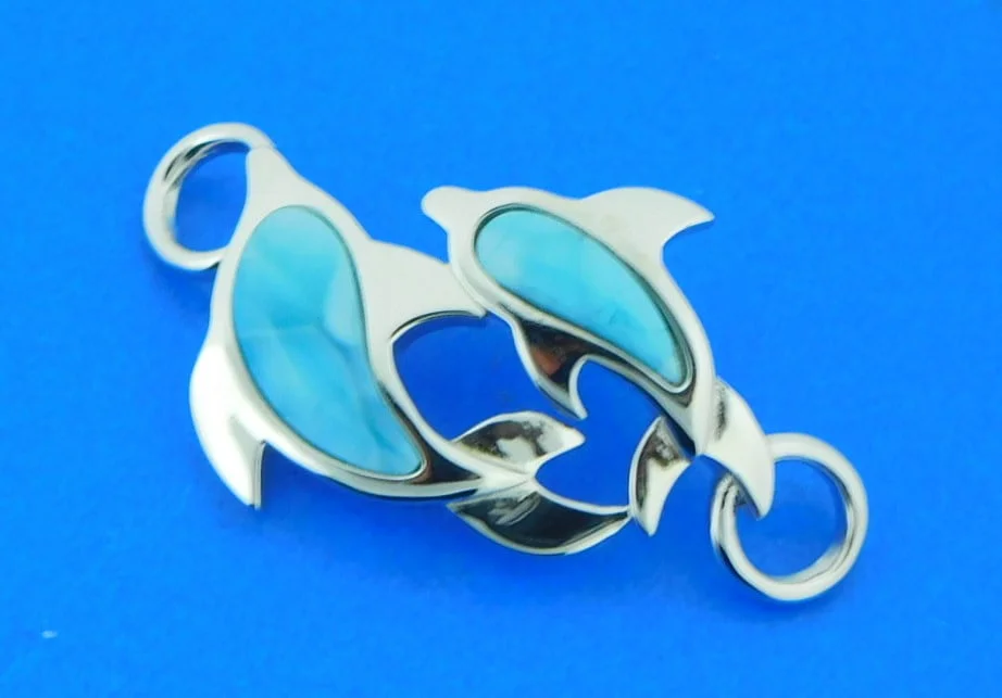 Alamea Dolphin Bracelet Topper, Sterling Silver & Larimar