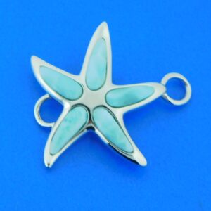 starfish sterling silver & larimar bracelet topper