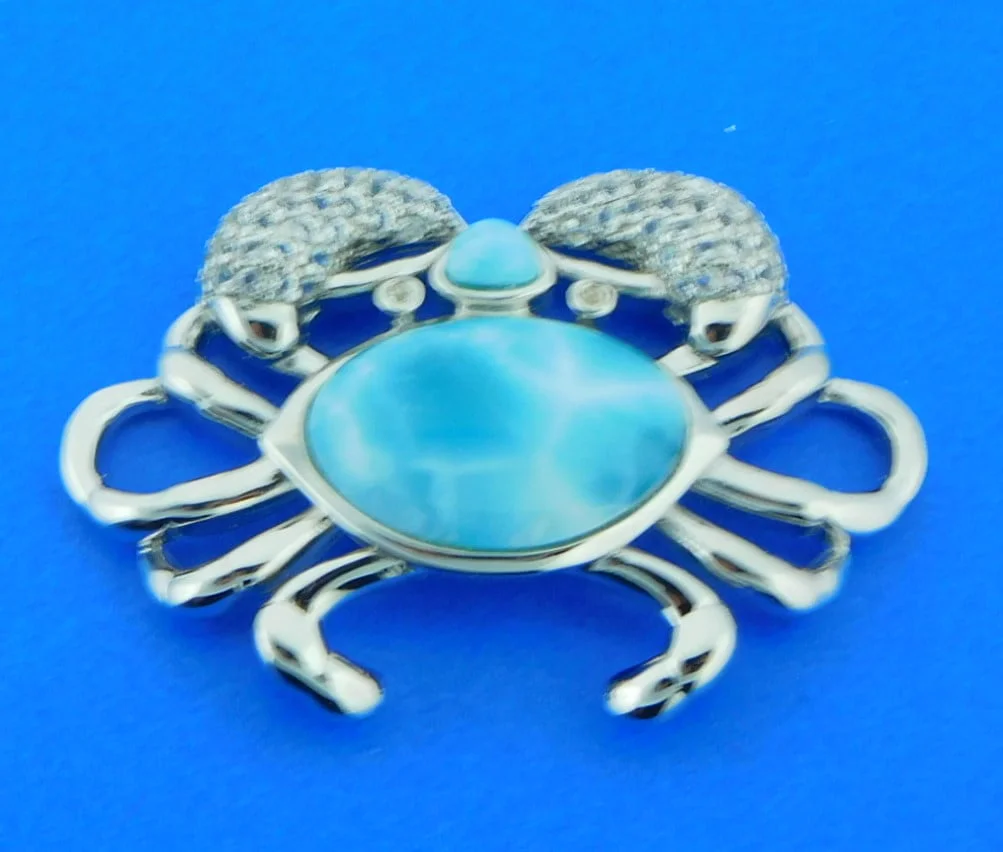 Alamea Blue Crab Bracelet Topper, Sterling Silver, Larimar & Topaz - Image 4