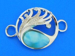 sterling silver & larimar wave bracelet topper