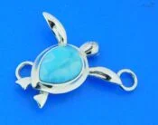 sterling silver and larimar sea turtle bracelet topper