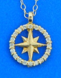 14k diamond compass rose necklace