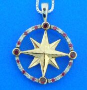 14k ruby & diamond compass rose necklace