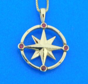 compass rose ruby 14k necklace