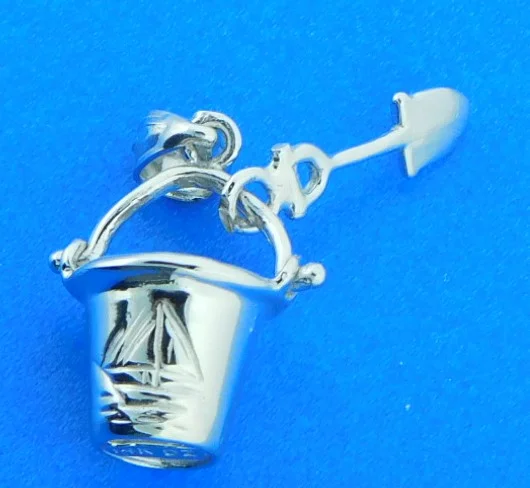 Pail & Shovel Pendant/Charm, 14K White Gold 1 Pail & Shovel Pendant/Charm, 14K White Gold