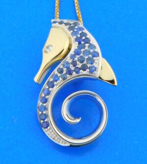 seahorse sapphire slide pendant