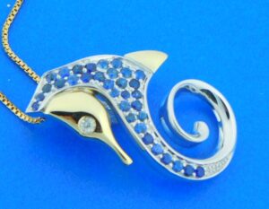 seahorse sapphire slide pendant