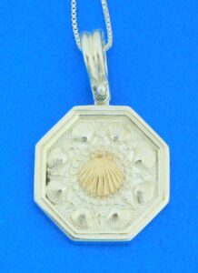 sterling silver & 14k sailor's valentine pendant