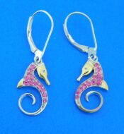 steven douglas seahorse earrings sterling silver & pink sapphires