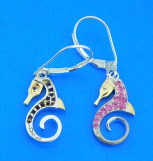 steven douglas seahorse earrings sterling silver & pink sapphires