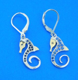 steven douglas seahorse earrings sterling silver & blue sapphires