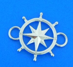 sterling silver compass ships wheel bracelet topper