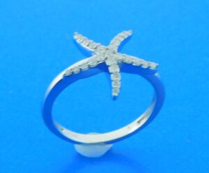 14k white gold diamond starfish ring