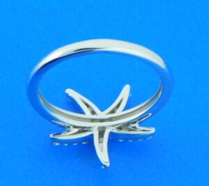 14k white gold diamond starfish ring