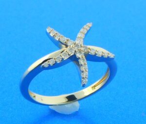 14k gold diamond starfish ring