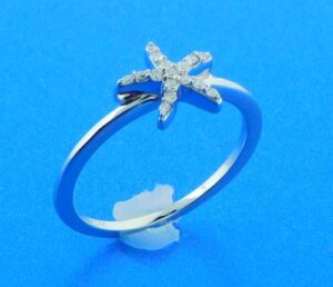 14k white gold diamond starfish ring