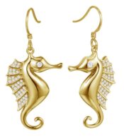 seahorse earrings sterling silver yellow gold plated
