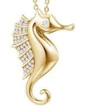 seahorse pendant sterling silver yellow gold plated