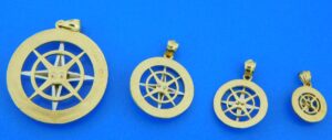 14k 2-tone compass rose pendant