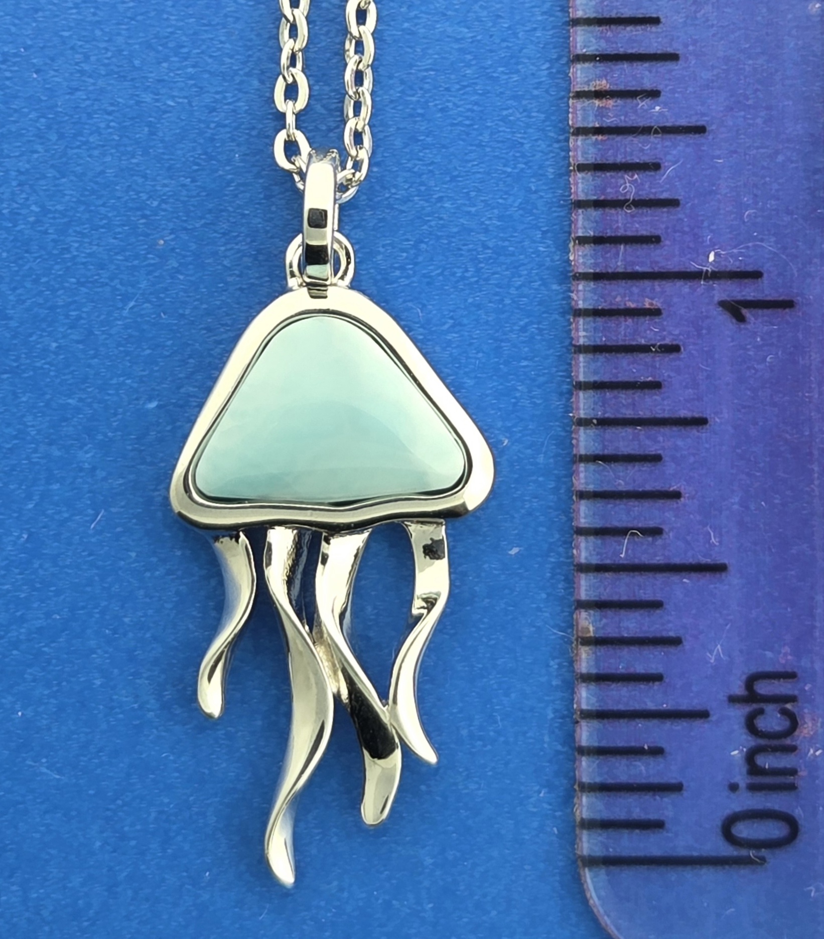 Alamea Jellyfish Pendant, Sterling Silver & Larimar 5 Alamea Jellyfish Pendant, Sterling Silver & Larimar - Image 5