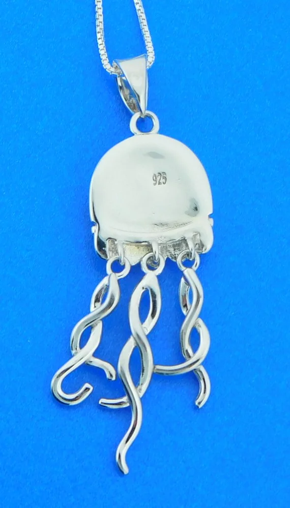 Jellyfish Pendant, Sterling Silver & Larimar 3 sterling silver jellyfish pendant