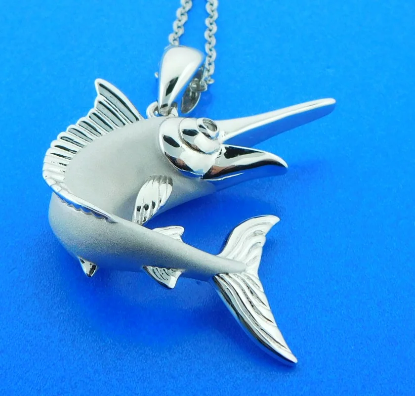 sterling silver marlin pendant