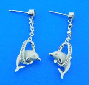 sterling silver dolphin hoop earrings